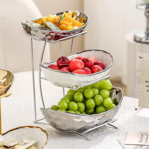 Luxury Three-layer Fruit Plate Pendant Plate Household Living Room Snacks Candy Nut Storage