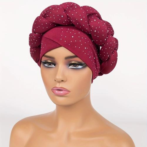 Hot sale rhinestone headscarf cap new versatile big braid toe cap pullover cap turbans