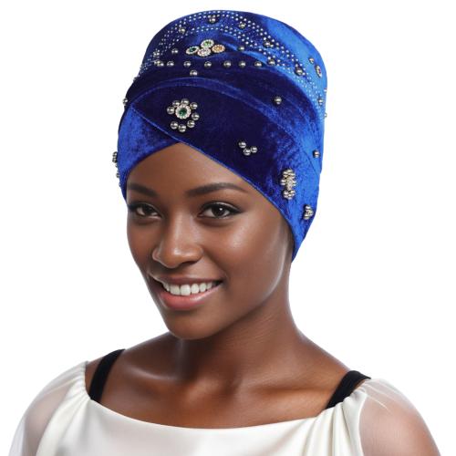 Rhinestone headscarf cap all-match gold velvet beaded bag head cap Indian hat