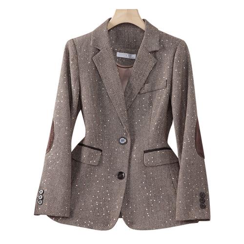 Sequined spring and autumn coat women's suit coat Small suit top women's fashionable contrast color