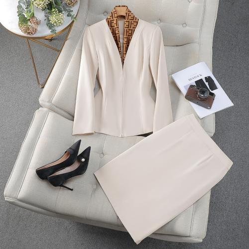 Women's Skirt suit creamy-white Blazer Suit Fashion Business Dress Female Hairdresser Work Clothes