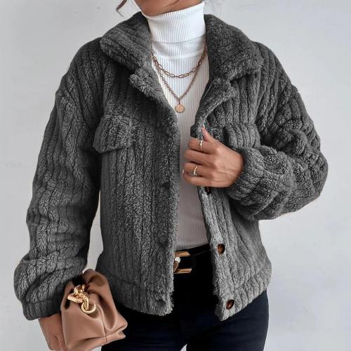 2024 Autumn and Winter Lapel Velvet Comfortable Casual Women's Thickened Plush Jacket