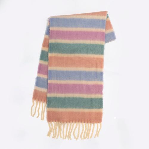 Dopamine contrast color striped cashmere scarf soft cold-proof thickened couple scarf winter shawl