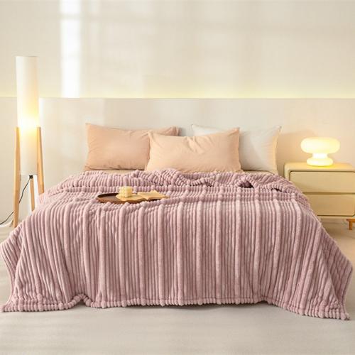 Autumn and winter warm thick milk velvet striped jacquard craft blanket office sofa blanket