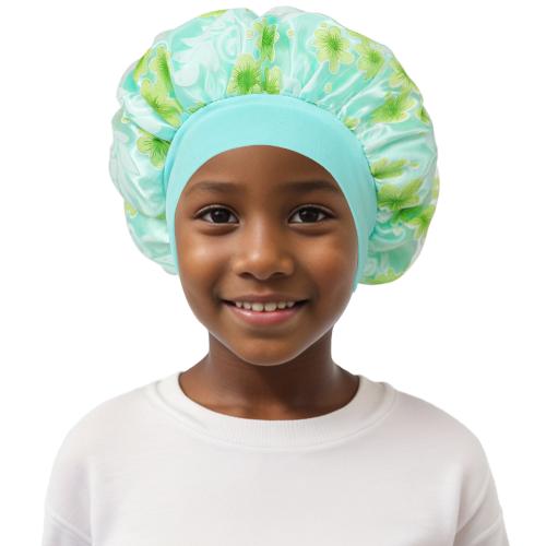 Double-layer children's nightcap pastoral hair care cap sequined mesh shower cap