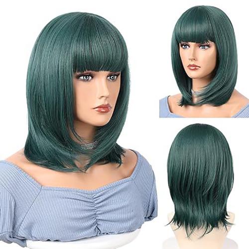 High Temperature Fiber Wig Can NOT perm or dye & for women High Temperature Fiber Solid green PC