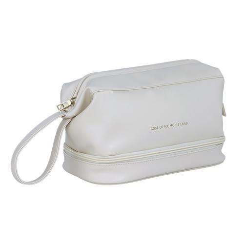 Double-layer Cloud Cosmetic Bag Women's Portable Travel PU Large Capacity Toiletry Bag Storage Bag