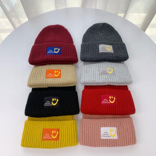 Patch pullover cap thickened couple knitted hat winter casual ear protection warm wool hat