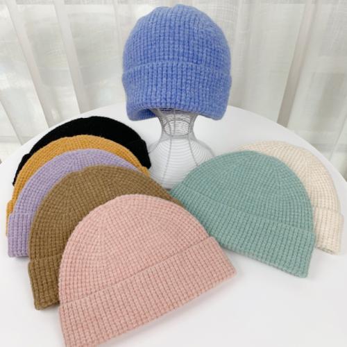 Mixed Fabric & Acrylic Knitted Hat : PC