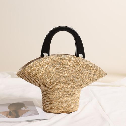 Straw Easy Matching Woven Tote large capacity khaki PC