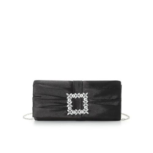 Elegant All-Match Rhinestone Satin Pleated Clutch Purse Evening Bag