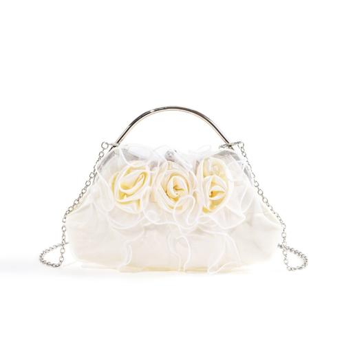 Women's Satin Mesh Handbag Niche Flower Bridal Evening Bag