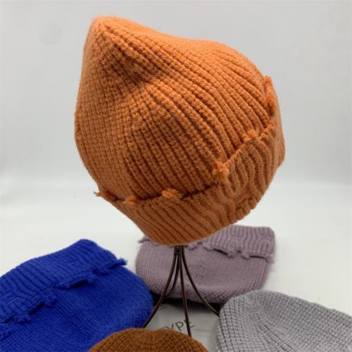 Autumn and Winter new ripped hat melon hat edging knitted wool hat warm pullover hat