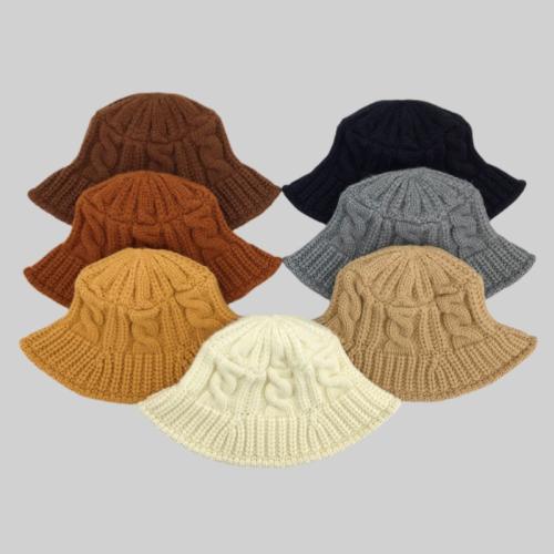 Knitted bucket hat women's autumn and winter vintage twist fisherman hat warm wool basin hat