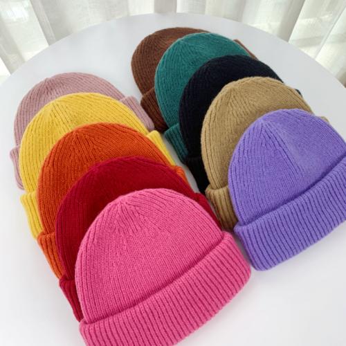 New large size style candy color knitted hat autumn and winter warm wool hat cold hat curling earmuffs