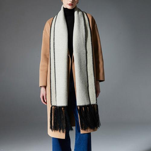 Autumn and winter 2024 new double-sided suture flow solid color scarf