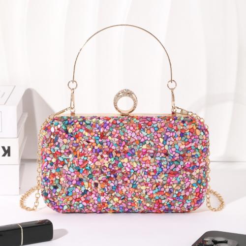 Gemstone & Polyester Easy Matching Clutch Bag with chain & with rhinestone PC