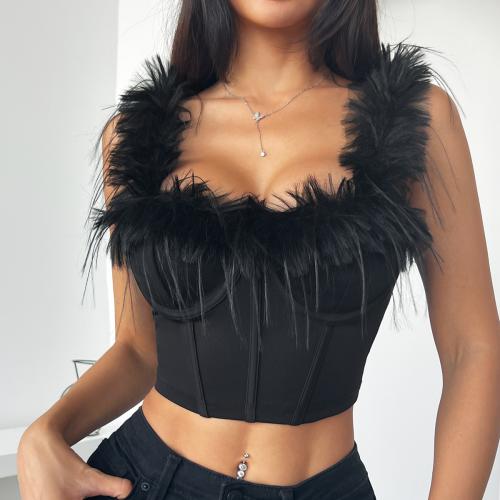 High-end Feather Fishbone Corset Deduction Sexy Navel Slim-fit Small Vest