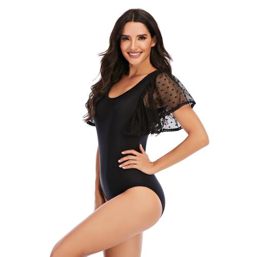 Polyester One-piece Swimsuit & skinny style black PC