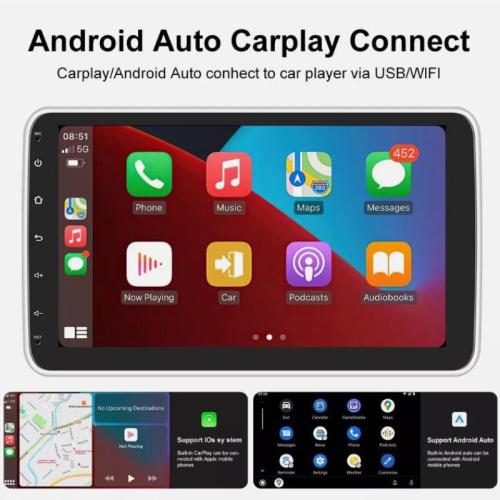 1DIN 10.1 Inch Android 13 Car Stereo with Apple Carplay GPS SAT NAV WIFI BT HIFI DSP