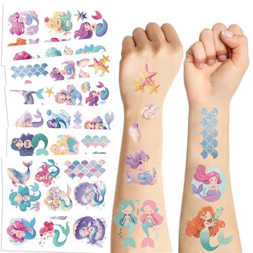 New Cartoon Mermaid Series Tattoo Sticker Waterproof Party Gift Funny DIY Fun Face