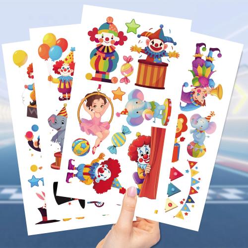 New Cartoon Circus Series Tattoo Sticker Waterproof Party Gift Funny DIY Fun Face