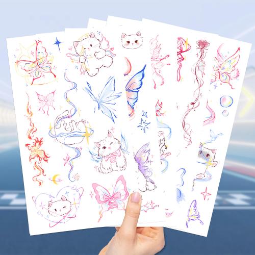 Butterfly and Cat's Secret Tattoo Sticker Waterproof Party Gift Funny Fun Face Sticker