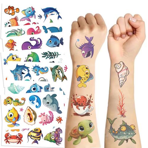 Cartoon Submarine Animal Tattoo Sticker Waterproof Party Gift Funny DIY Fun Face Sticker