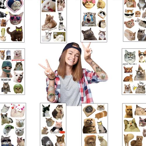 Children's cartoon cat expression tattoo stickers waterproof fun undersea party temporary stickers