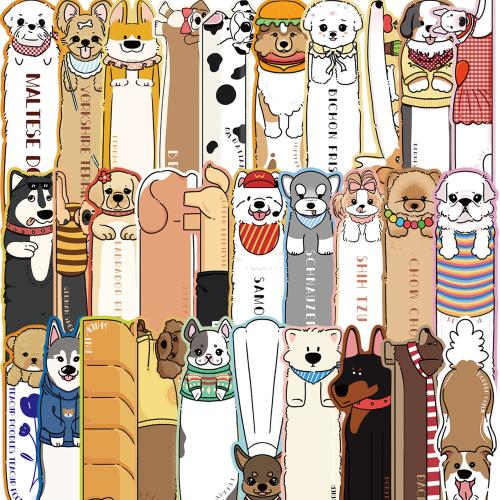 30 cartoon reading puppy series simple literary creative material ins reading paper bookmarks DIY