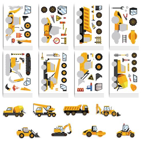 8 Cartoon Engineering Excavator Collage DIY Children's Decorable Phone Case Notebook