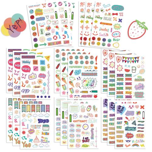 8 cartoon hand-painted elements plan book collage DIY mobile phone case notebook