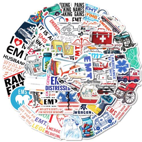 New 50 emergency medical graffiti stickers various medical box stethoscope detector stickers