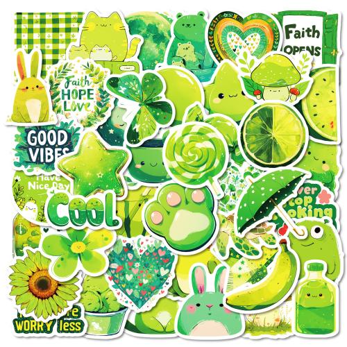 50 new green forest theme graffiti stickers cute green monster decorative stickers