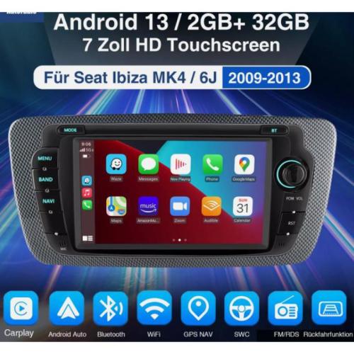 For Seat Ibiza IV 6J 2009-2013 Android 13 Carplay Car Stereo GPS Sat Nav RDS and Camera