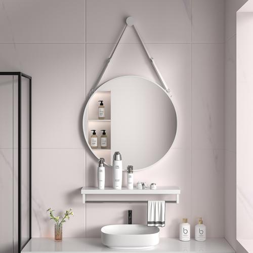 Bathroom Round Hanging Mirror Wall-mounted Makeup Mirror Punch-free Bathroom Mirror