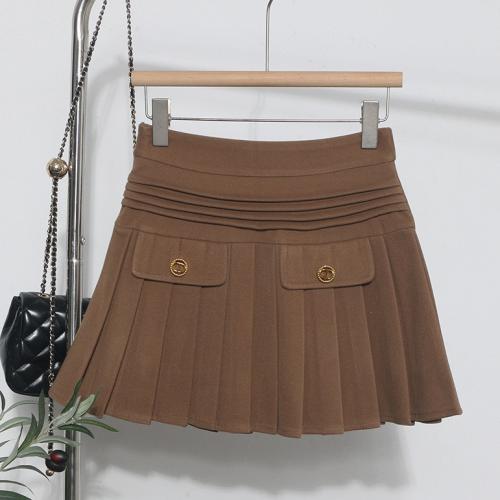 Woolen Pleated Skirt Women's Autumn and Winter High Waist A- Shape Skirt