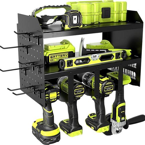 Rugged Power Tool Storage Wall Hanger Electric Drill Holder Handheld and Drilling Storage Rack