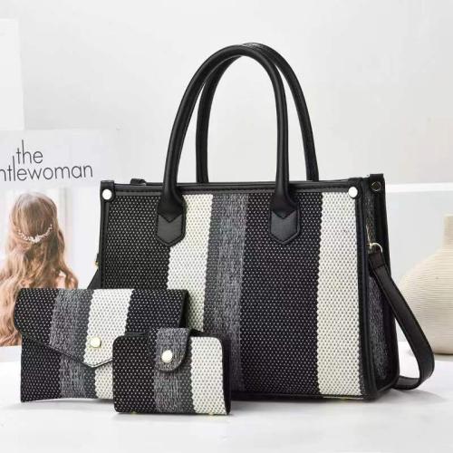 New Contrast Color Bag Set Large Capacity Canvas Fashion Women's Bag Set