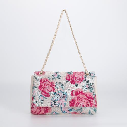 Rose Bag Color Contrast Flower PU Shoulder Bag Denim Bag Niche Embroidery Bag