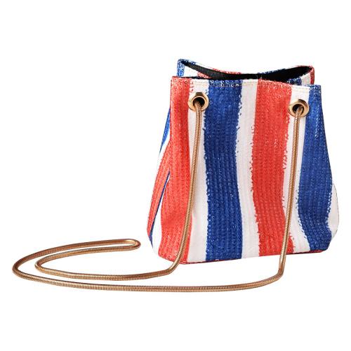 Retro Trend Sequin Bucket Bag Chain Women's Bag Striped Shoulder Bag