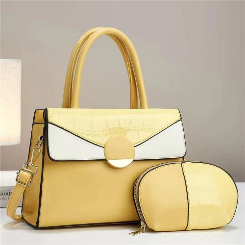 New fashion stitching contrast color large capacity bag women's bag