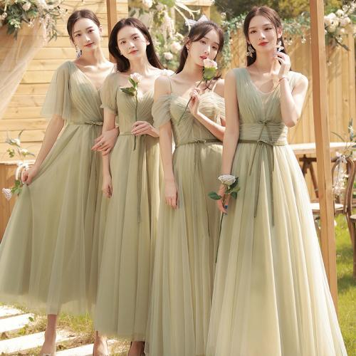 Bridesmaid Dress 2024 new green evening dress slimming dress