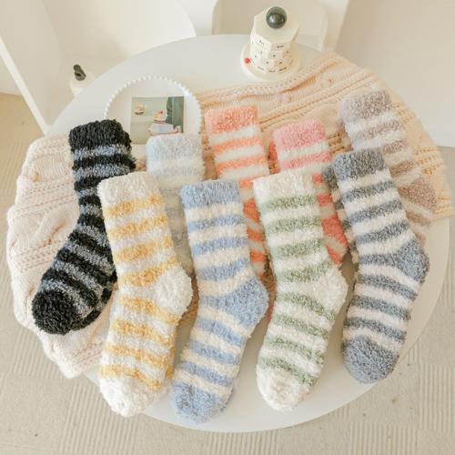 Coral Fleece Socks Women's Autumn and Winter fleece-lined Thickened Warm Feet Couple Sleeping Socks