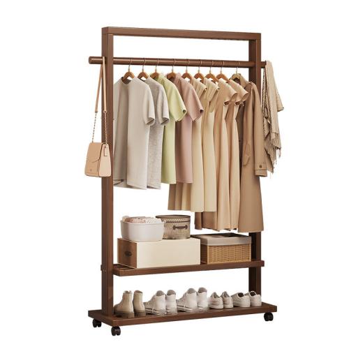 Indoor Clothes Hanger Floor-Standing Wheeled Bedroom Household Coat Rack Simple Clothes Rack