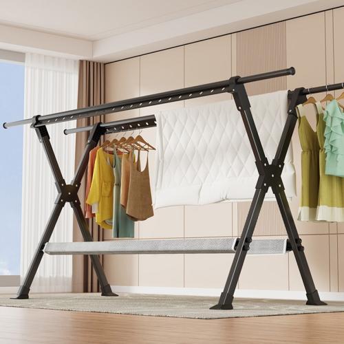 Drying Rack Floor-Standing Folding Sandy Clothes Rod Telescopic Balcony Household Clothes Drying Rack