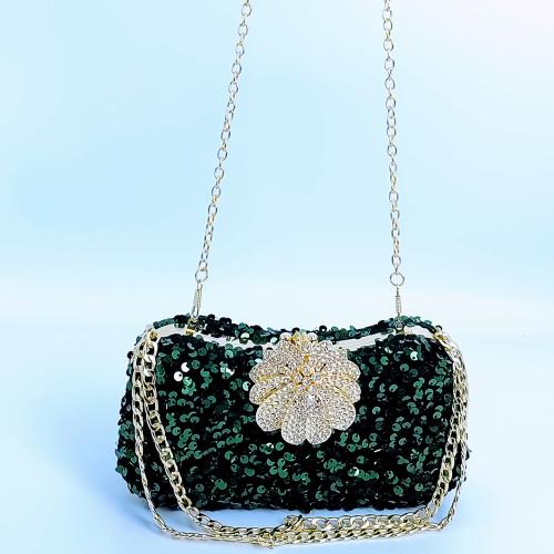 New sparkling color bag ladies double chain dinner bag