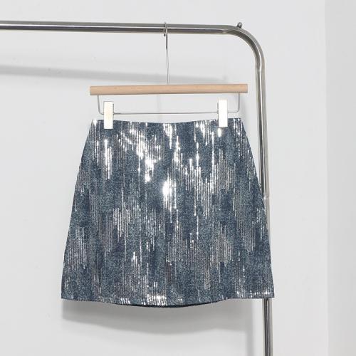 Hot girl high waist A-line sequined skirt new shiny short skirt anti-exposure one-step hip skirt