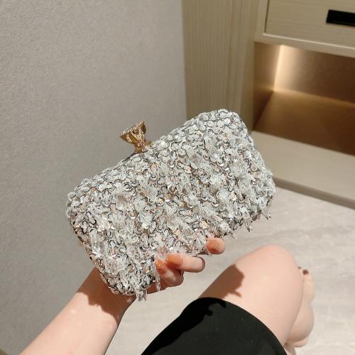 Exquisite dinner clutch banquet handbag high-end dress bag silver small bag