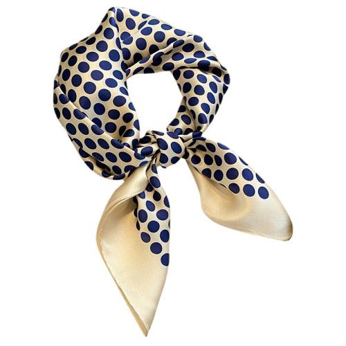 Real Silk Easy Matching Square Scarf for women printed dot Navy Blue PC